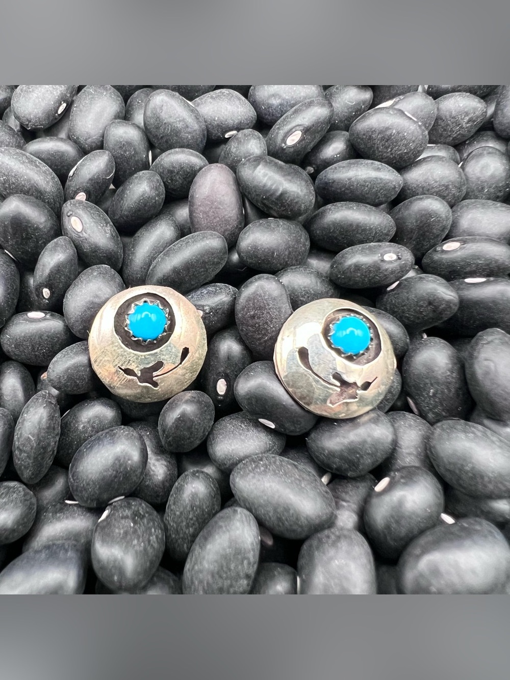 Native American Shadowbox Turquoise Stud Earrings